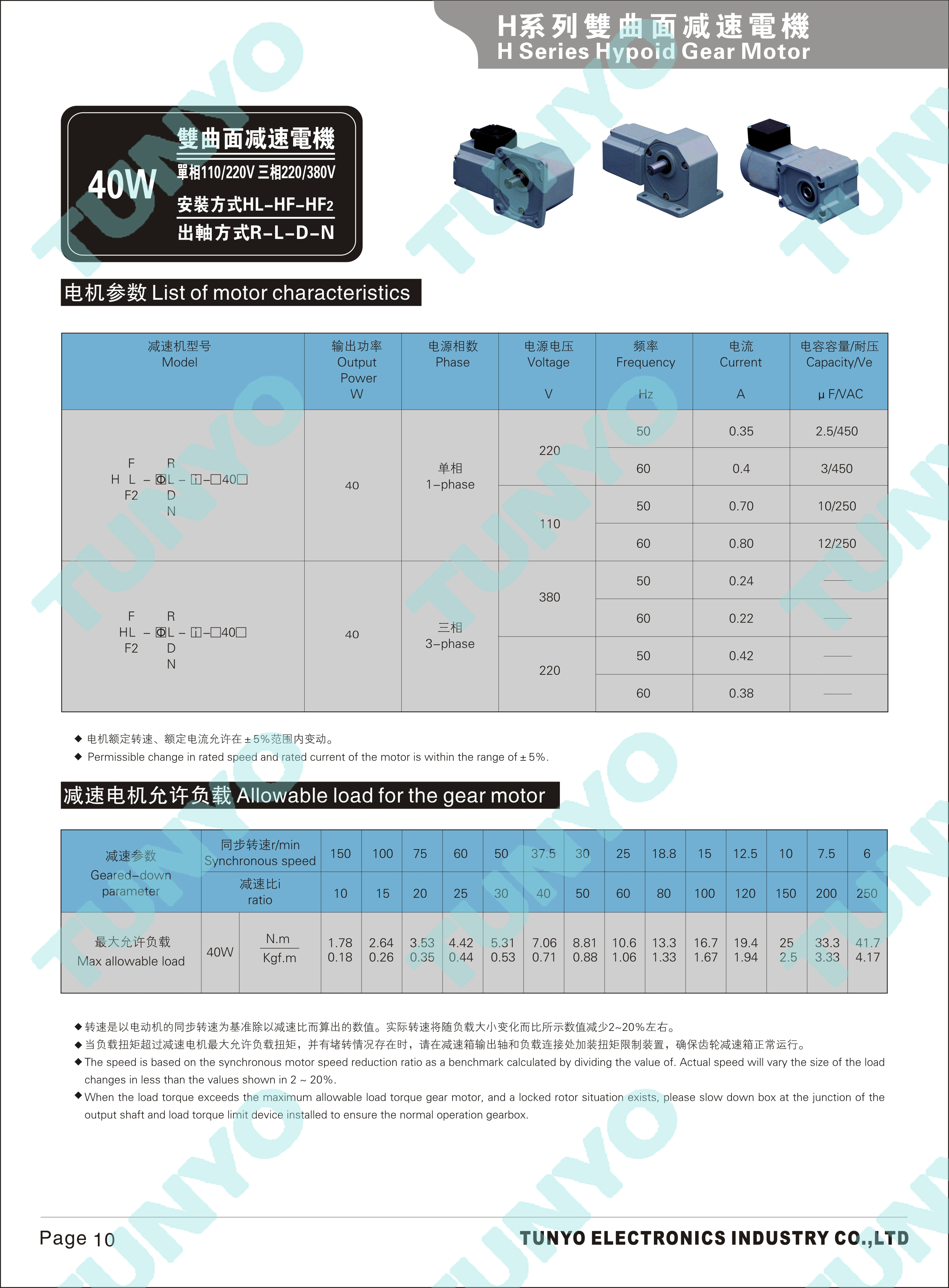 40W双曲面减速电机