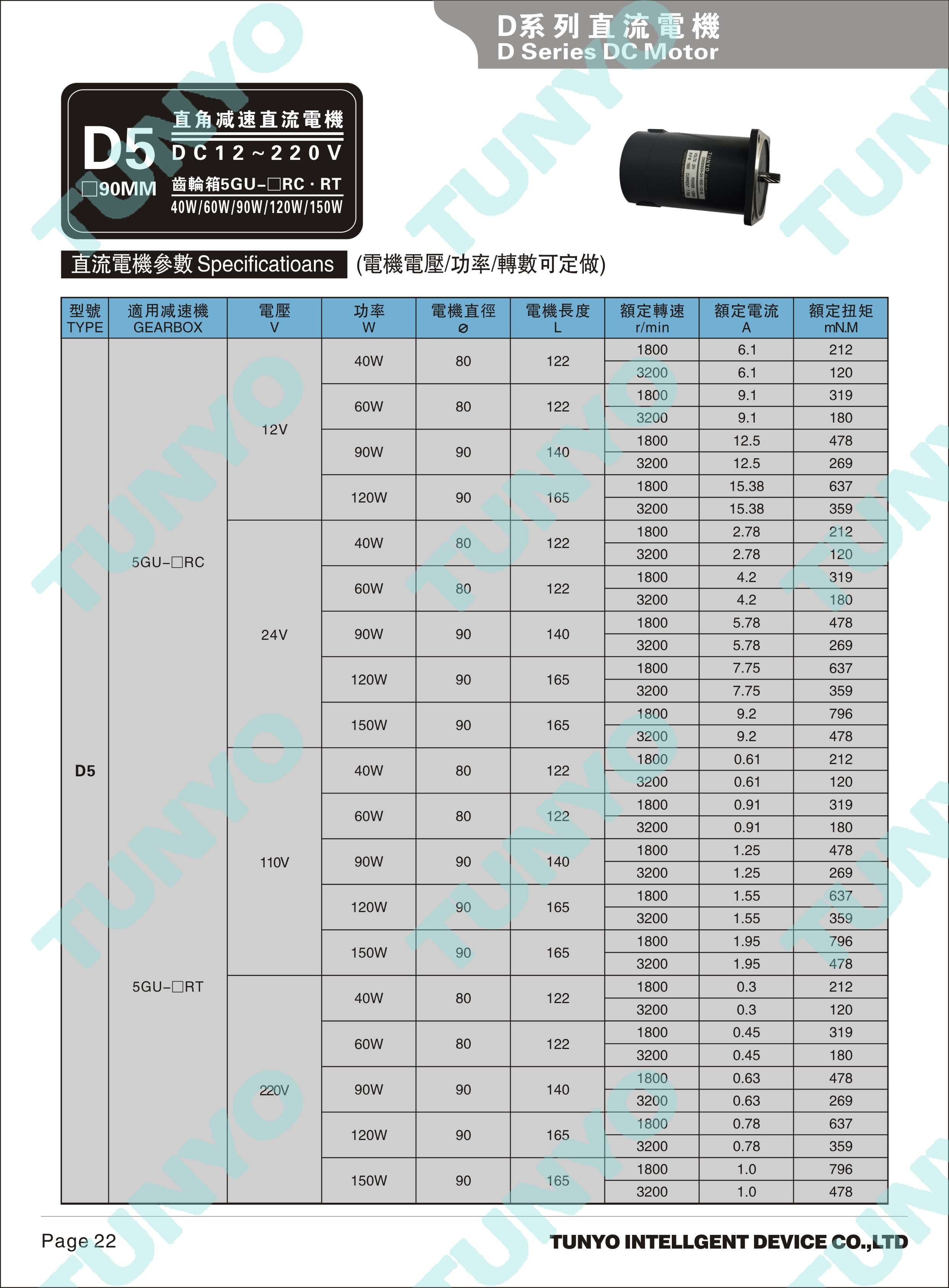 DM09(40-60-90-120-150W)直流减速电机